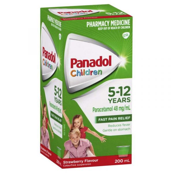 Panadol必理痛儿童感冒退烧止痛剂5-12岁 草莓味 200ml